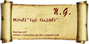 Mihályi Gujdó névjegykártya